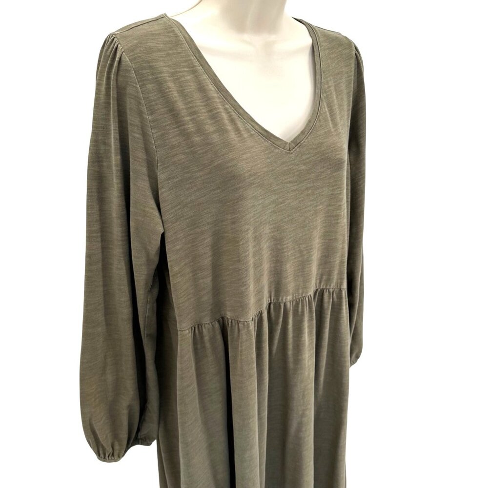 Old Navy Womens Long-Sleeve Fit & Flare Slub-Knit Midi Dress Size L - Picture 2 of 9